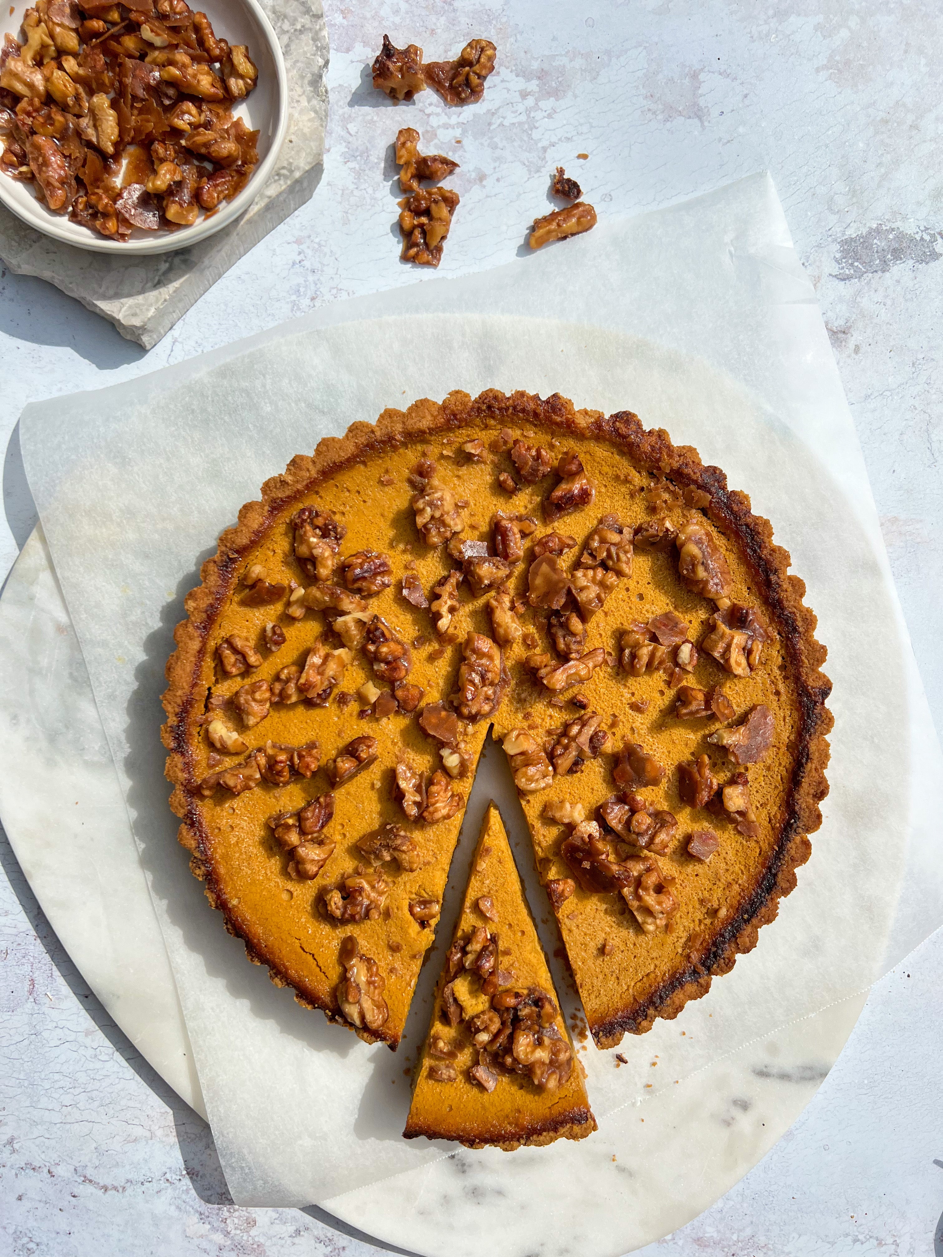 Spiced Pumpkin Pie with a Walnut Brittle
 &ndash; Miss Polly's Kitchen